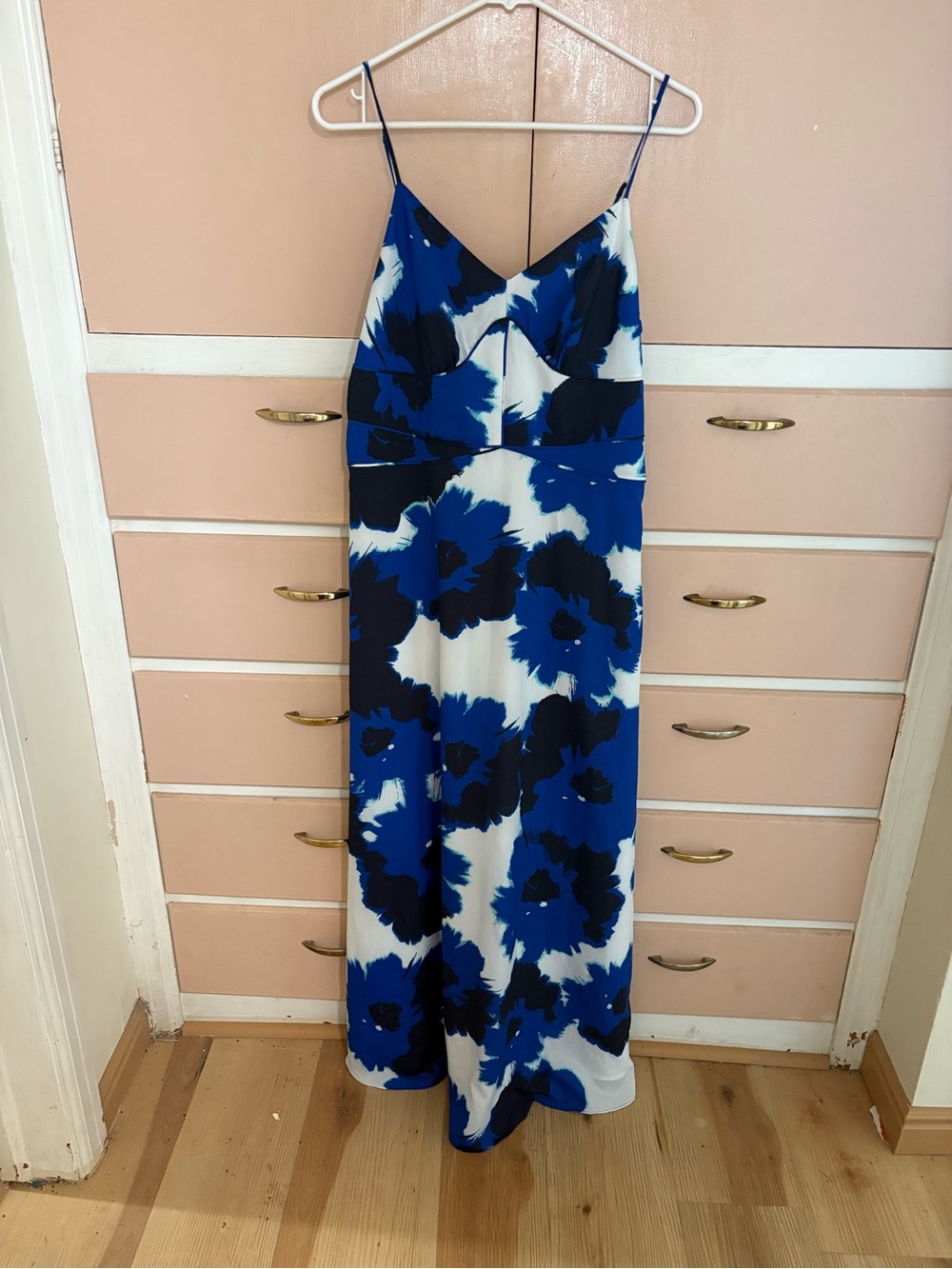 Banana Republic Blue & White Floral Slip Maxi Dress